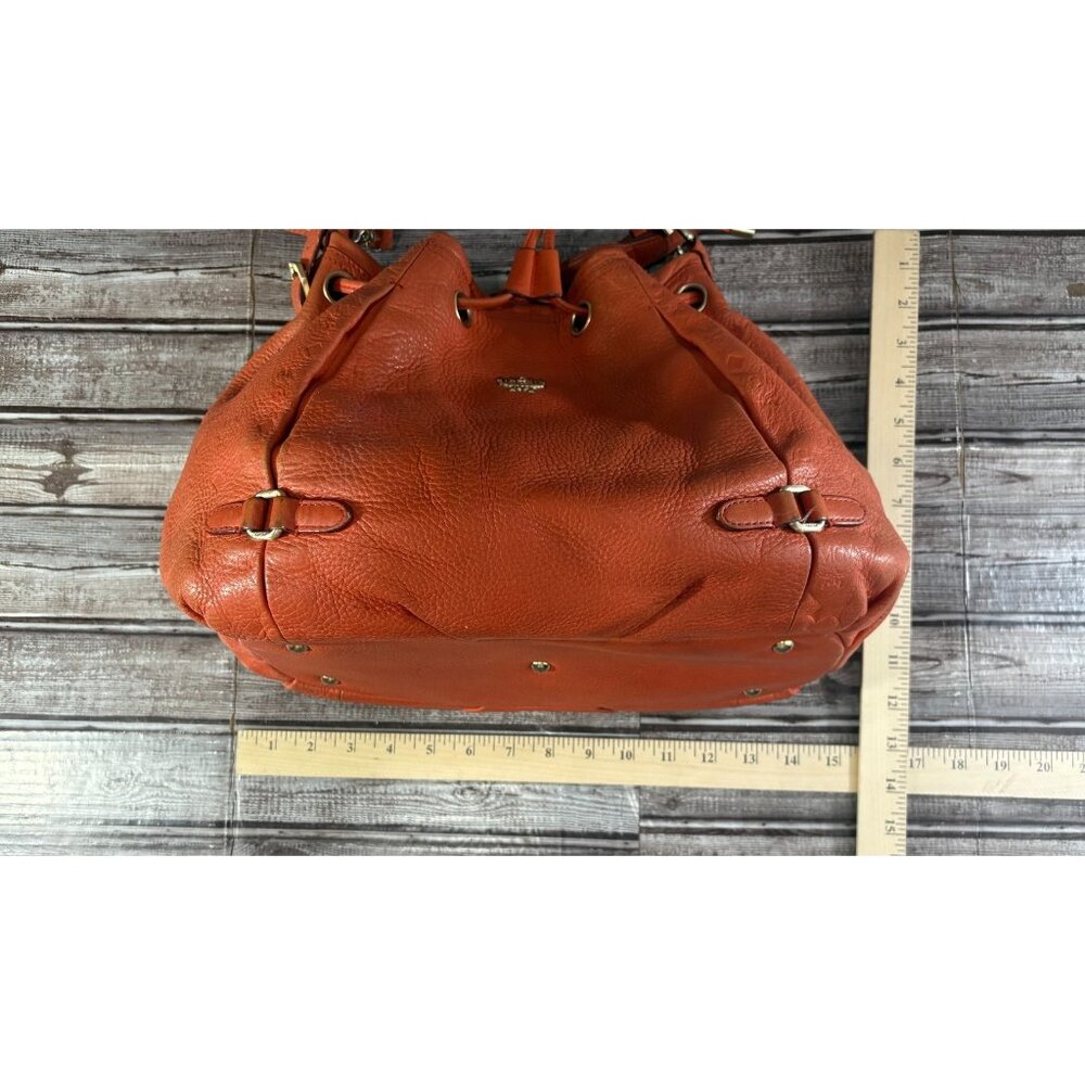 MCM Pebbled Leather Logo bucket bag color orange vintage 80's 90's - Picture 3 of 14
